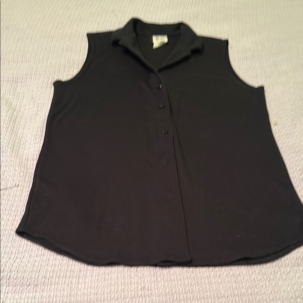 Weekenders Black Sleeveless Fitted Button Down Shirt